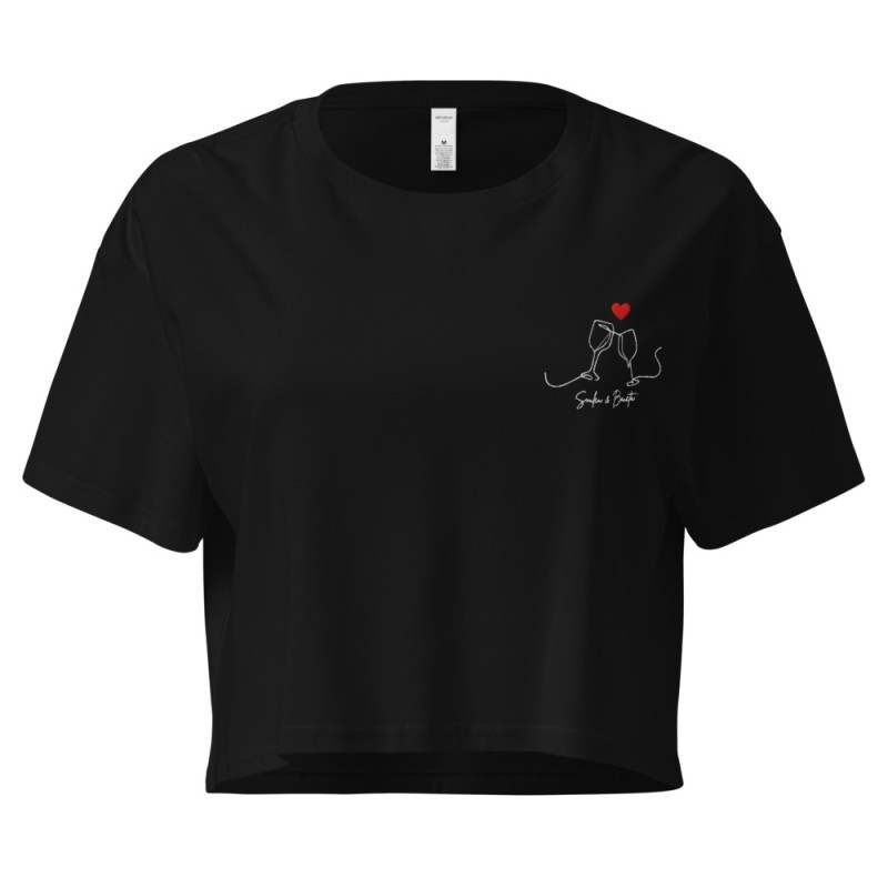 Crop Top Femme Brodé "Souleu & Baieta" - Instant détente Crop Top Femme Brodé "Souleu & Baieta" - Instant détente