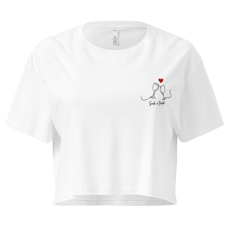Crop Top Femme Brodé "Souleu & Baieta" Instant Détente Crop Top Femme Brodé "Souleu & Baieta" Instant Détente
