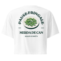 Crop top "Merda de Can – Pause Fringale" avec broderie "Souleu & Baieta"