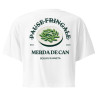 Crop top "Merda de Can – Pause Fringale" avec broderie "Souleu & Baieta"