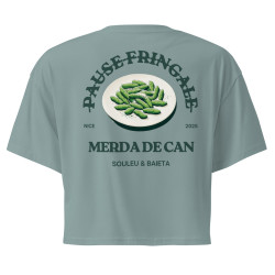 Crop top "Merda de Can – Pause Fringale" avec broderie "Souleu & Baieta"