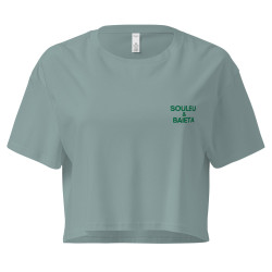 Crop top "Merda de Can – Pause Fringale" avec broderie "Souleu & Baieta"
