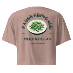 Crop top "Merda de Can – Pause Fringale" avec broderie "Souleu & Baieta"