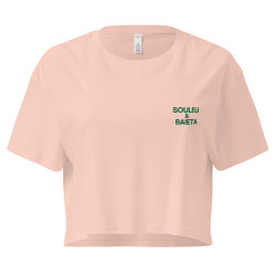 Crop top "Merda de Can – Pause Fringale" avec broderie "Souleu & Baieta"
