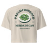 Crop top "Merda de Can – Pause Fringale" avec broderie "Souleu & Baieta"