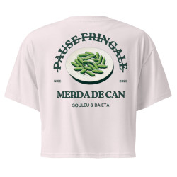 Crop top "Merda de Can – Pause Fringale" avec broderie "Souleu & Baieta"