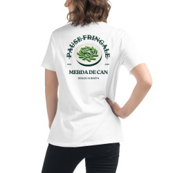 T-shirt femme "Merda de Can – Pause Fringale" avec broderie "Souleu & Baieta"