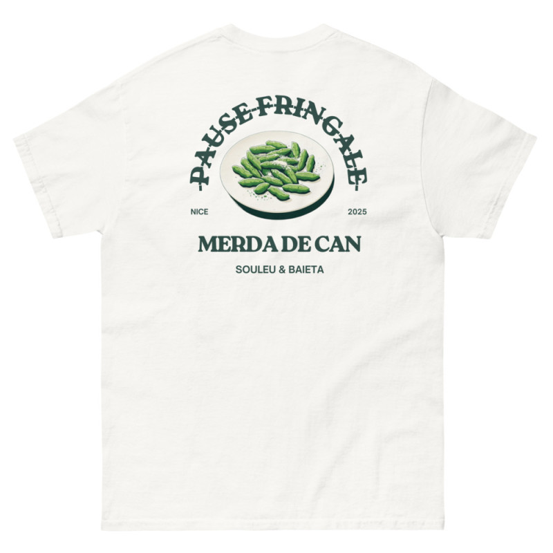 T-shirt "Merda de Can – Pause Fringale" avec broderie "Souleu & Baieta" T-shirt "Merda de Can – Pause Fringale" avec broderie "Souleu & Baieta"