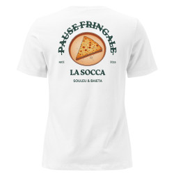 T-shirt Femme "La Socca – Pause Fringale" avec broderie Souleu & Baieta