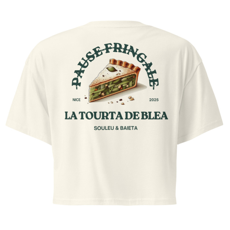 Crop top La Tourta De Blea - Pause Fringale avec brodure - Délice de Nice Crop top La Tourta De Blea - Pause Fringale avec brodure - Délice de Nice