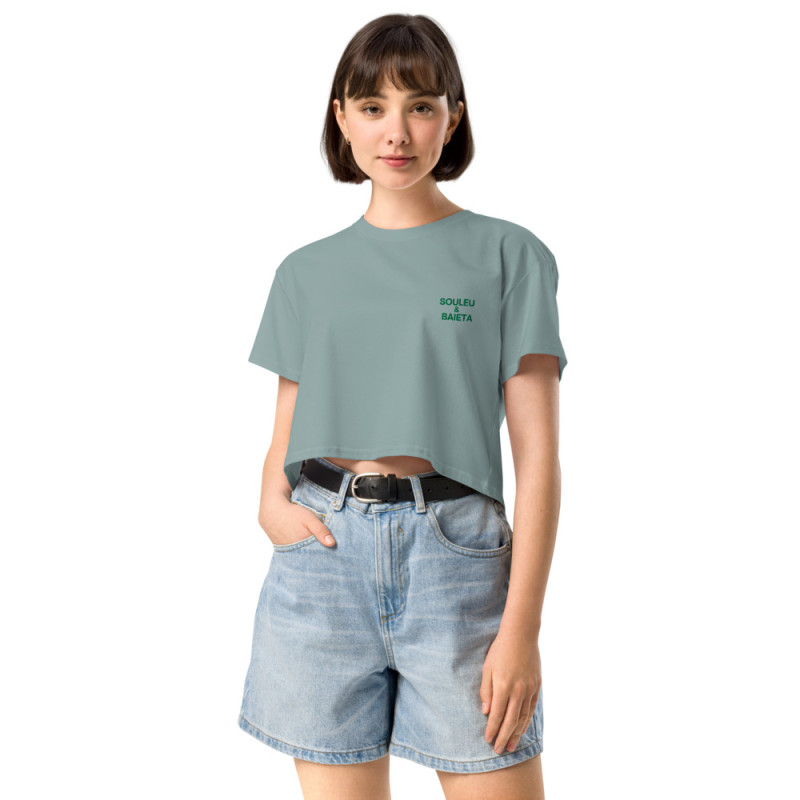 Crop top La Tourta De Blea - Pause Fringale avec brodure - Délice de Nice Crop top La Tourta De Blea - Pause Fringale avec brodure - Délice de Nice