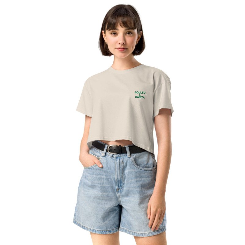 Crop top La Tourta De Blea - Pause Fringale avec brodure - Délice de Nice Crop top La Tourta De Blea - Pause Fringale avec brodure - Délice de Nice