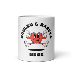 Mug céramique "Souleu & Baieta – Nice" | Illustration cœur rigolo