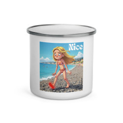 Mug émaillé "Nice – Maudits Galets" | Pour les amateurs de soleil… et de douleurs plantaires !