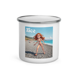 Mug émaillé "Maudits Galets" de Nice ! Souvenir incontournable de la Côte d’Azur