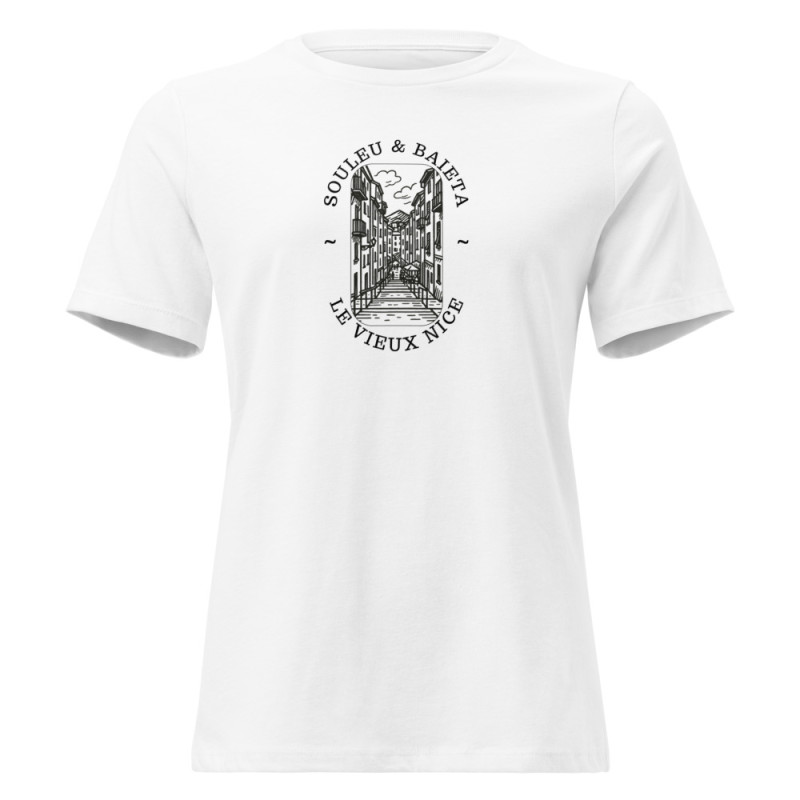 T-shirt Femme "Vieux Nice - Souleu & Baieta" : L'Élégance Décontractée Inspirée du Cœur de Nice T-shirt Femme "Vieux Nice - Souleu & Baieta" : L'Élégance Décontractée Inspirée du Cœur de Nice
