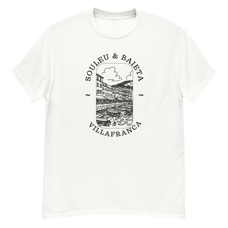 T-shirt "Villafranca Souleu & Baieta" – Authentique, Structuré et Méditerranéen T-shirt "Villafranca Souleu & Baieta" – Authentique, Structuré et Méditerranéen