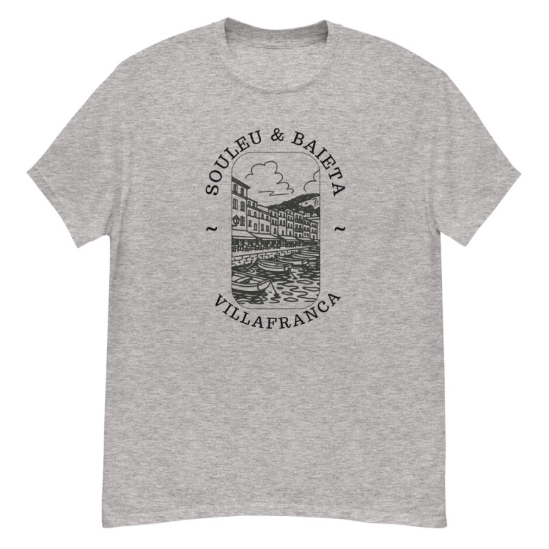 T-shirt "Villafranca Souleu & Baieta" – Authentique, Structuré et Méditerranéen T-shirt "Villafranca Souleu & Baieta" – Authentique, Structuré et Méditerranéen
