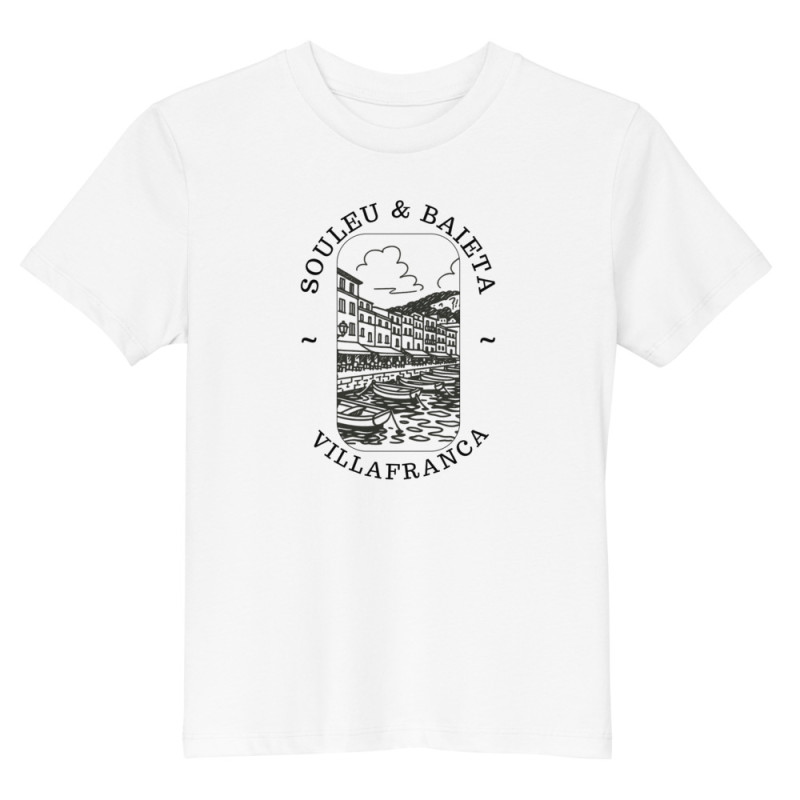 T-shirt Enfant "Villafranca Souleu & Baieta" – Naturel, Confortable et Méditerranéen T-shirt Enfant "Villafranca Souleu & Baieta" – Naturel, Confortable et Méditerranéen