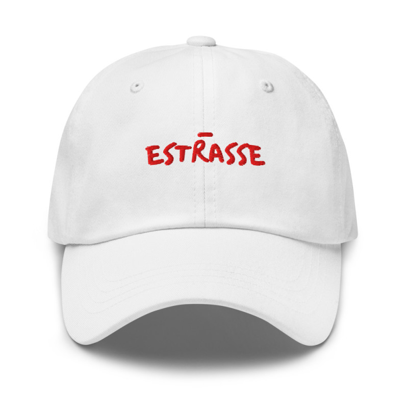 Casquette de Baseball brodée “Estrasse” – L’élégance niçoise avec une touche d’ironie Casquette de Baseball brodée “Estrasse” – L’élégance niçoise avec une touche d’ironie